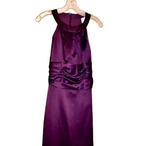 Purple Satin Midi Dress